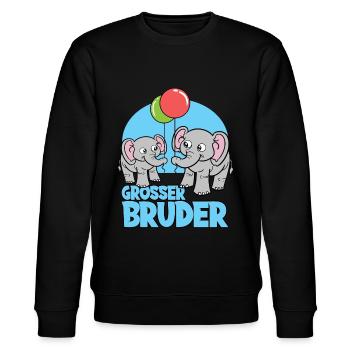Großer Bruder Elefanten - Stanley/Stella Unisex Bio-Sweatshirt CHANGER  - Schwarz - Vorne - Nik (191cm) & Marisol (170cm)
