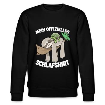 Mein Offizielles Schlafshirt Faultier Schildkröte - Stanley/Stella Unisex Bio-Sweatshirt CHANGER  - Schwarz - Vorne - Nik (191cm) & Marisol (170cm)