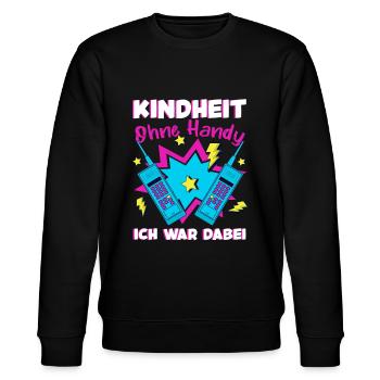 Kindheit Ohne Handy 90er Jahre Retro - Stanley/Stella Unisex Bio-Sweatshirt CHANGER  - Schwarz - Vorne - Nik (191cm) & Marisol (170cm)