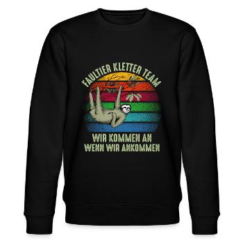 Faultier Kletter Team Boulderer Bouldern - Stanley/Stella Unisex Bio-Sweatshirt CHANGER  - Schwarz - Vorne - Nik (191cm) & Marisol (170cm)