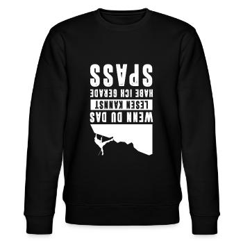 Wenn Du Das Lesen Kannst Habe Ich Spaß Bouldern - Stanley/Stella Unisex Bio-Sweatshirt CHANGER  - Schwarz - Vorne - Nik (191cm) & Marisol (170cm)
