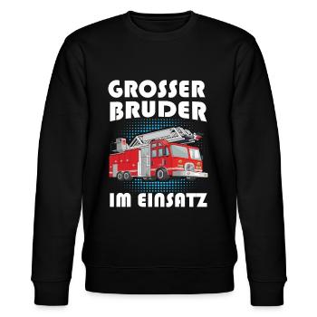 Großer Bruder Im Einsatz Feuerwehrauto Feuerwehr - Stanley/Stella Unisex Bio-Sweatshirt CHANGER  - Schwarz - Vorne - Nik (191cm) & Marisol (170cm)