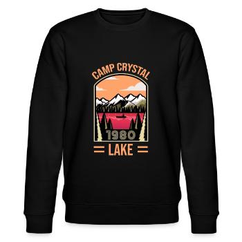 Camp Crystal Lake 1980 Halloween - Stanley/Stella Unisex Bio-Sweatshirt CHANGER  - Schwarz - Vorne - Nik (191cm) & Marisol (170cm)