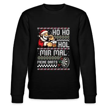 Ho Ho Hol Mir Mal Meine Darts Ugly Christmas Dart - Stanley/Stella Unisex Bio-Sweatshirt CHANGER  - Schwarz - Vorne - Nik (191cm) & Marisol (170cm)