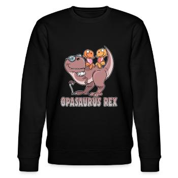 Opasaurus Rex Opa T-Rex Dinosaurier Dino - Stanley/Stella Unisex Bio-Sweatshirt CHANGER  - Schwarz - Vorne - Nik (191cm) & Marisol (170cm)