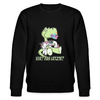 T-Rex Isst Das Letzte Einhorn Wie Das Letzte? - Stanley/Stella Unisex Bio-Sweatshirt CHANGER  - Schwarz - Vorne - Nik (191cm) & Marisol (170cm)