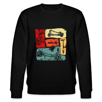 E-Scooter Stunt Scooter Roller - Stanley/Stella CHANGER Unisex Organic Sweatshirt - black - Front - Nik (191cm) & Marisol (170cm)