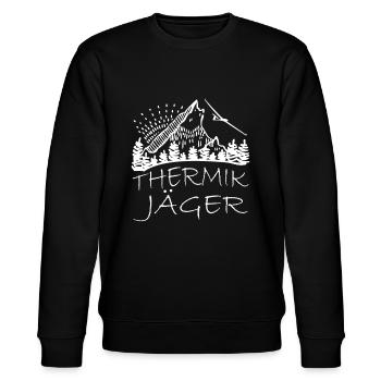 Thermik Jäger Segelfliegen Segelflugzeug - Stanley/Stella Unisex Bio-Sweatshirt CHANGER  - Schwarz - Vorne - Nik (191cm) & Marisol (170cm)