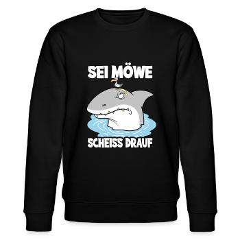 Sei Möwe Scheiß Drauf Hai Seevogel - Stanley/Stella Unisex Bio-Sweatshirt CHANGER  - Schwarz - Vorne - Nik (191cm) & Marisol (170cm)