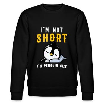 I'm Not Short I'm Penguin Size - Stanley/Stella Unisex Bio-Sweatshirt CHANGER  - Schwarz - Vorne - Nik (191cm) & Marisol (170cm)