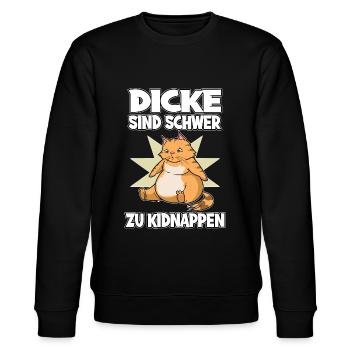 Dicke Katze Dicke Sind Schwerer Zu Kidnappen - Stanley/Stella Unisex Bio-Sweatshirt CHANGER  - Schwarz - Vorne - Nik (191cm) & Marisol (170cm)