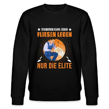 Studieren Kann Jeder Fliesen Legen Nur die Elite - Stanley/Stella Unisex Bio-Sweatshirt CHANGER  - Schwarz - Vorne - Nik (191cm) & Marisol (170cm)