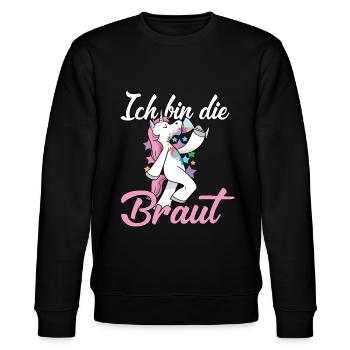 Ich Bin Die Braut Einhorn Einhörner Polterabend - Stanley/Stella Unisex Bio-Sweatshirt CHANGER  - Schwarz - Vorne - Nik (191cm) & Marisol (170cm)