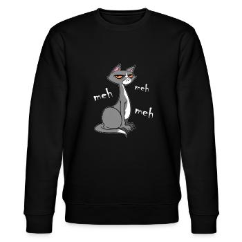 Meh Cat - Stanley/Stella CHANGER Unisex Organic Sweatshirt - black - Front - Nik (191cm) & Marisol (170cm)