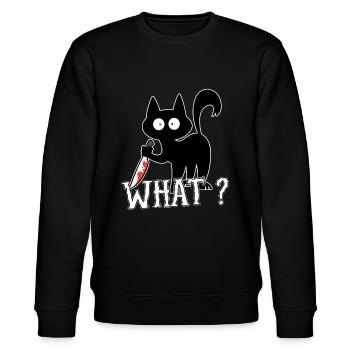 What? Cat Knife Halloween - Stanley/Stella Unisex Bio-Sweatshirt CHANGER  - Schwarz - Vorne - Nik (191cm) & Marisol (170cm)