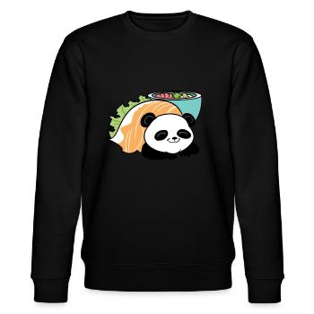 Kawaii Anime Sushi Panda Pandabär - Stanley/Stella Unisex Bio-Sweatshirt CHANGER  - Schwarz - Vorne - Nik (191cm) & Marisol (170cm)