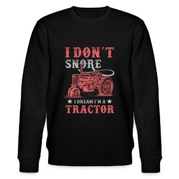 I Don't Snore I Dream I'm A Tractor Farmer - Stanley/Stella Unisex Bio-Sweatshirt CHANGER  - Schwarz - Vorne - Nik (191cm) & Marisol (170cm)