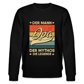 Opa Der Mann Der Mythos Die Legende - Stanley/Stella Unisex Bio-Sweatshirt CHANGER  - Schwarz - Vorne - Nik (191cm) & Marisol (170cm)
