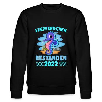 Seepferdchen Bestanden 2022 Schwimmabzeichen - Stanley/Stella Unisex Bio-Sweatshirt CHANGER  - Schwarz - Vorne - Nik (191cm) & Marisol (170cm)