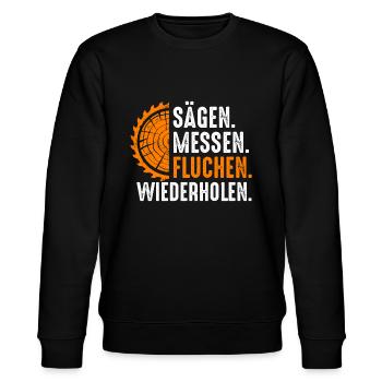 Sägen Messen Fluchen Wiederholen Tischler - Stanley/Stella Unisex Bio-Sweatshirt CHANGER  - Schwarz - Vorne - Nik (191cm) & Marisol (170cm)