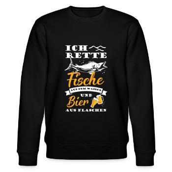 Ich Rette Fische Aus Dem Wasser Bier Aus Flaschen - Stanley/Stella Unisex Bio-Sweatshirt CHANGER  - Schwarz - Vorne - Nik (191cm) & Marisol (170cm)