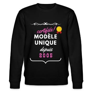 certifiée modèle unique depuis 2005 - Sweat bio CHANGER Stanley/Stella Unisexe - noir - Devant - Nik (191cm) & Marisol (170cm)
