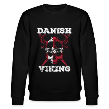 Dänemark Flagge Totenkopf Skull Wikinger - Stanley/Stella Unisex Bio-Sweatshirt CHANGER  - Schwarz - Vorne - Nik (191cm) & Marisol (170cm)