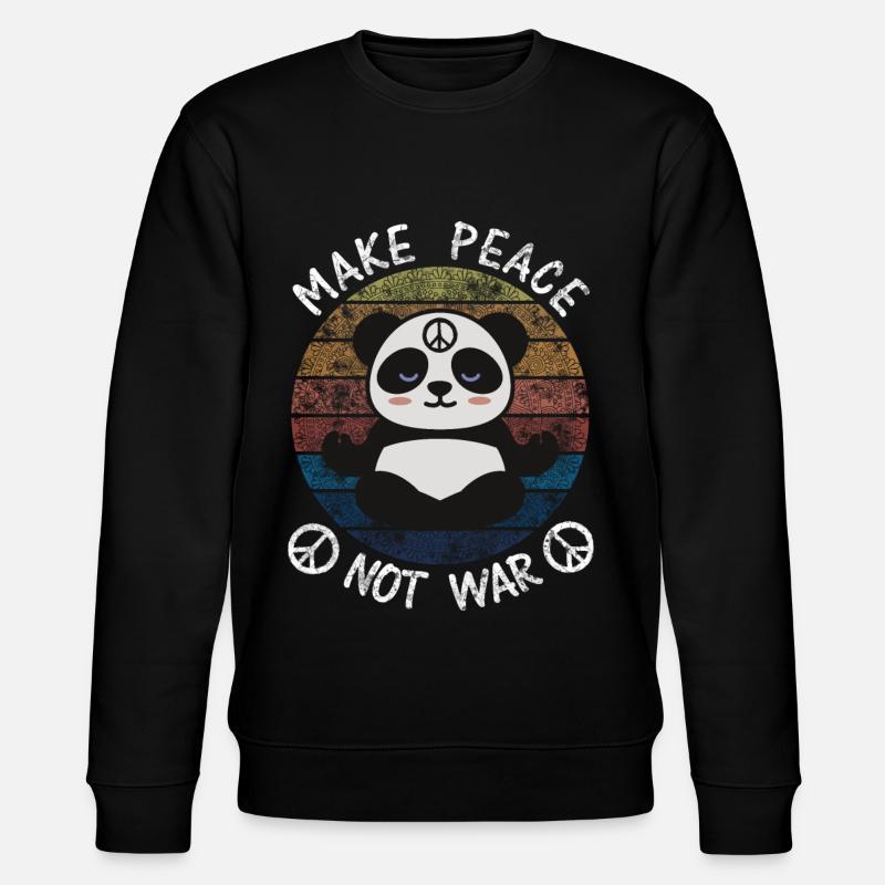 Hippie panda peace not war - Stanley/Stella CHANGER Unisex Organic Sweatshirt - black