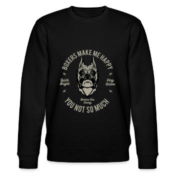 Boxer Hund - Stanley/Stella Unisex Bio-Sweatshirt CHANGER  - Schwarz - Vorne - Nik (191cm) & Marisol (170cm)