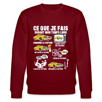 Voiture passion. humour voiture temps libre - Sweat bio CHANGER Stanley/Stella Unisexe - bordeaux - Devant - Nik (191cm) & Marisol (170cm)