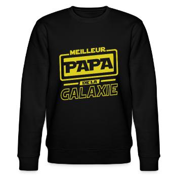 Fest der Väter - Bester Papa der Galaxie - Stanley/Stella Unisex Bio-Sweatshirt CHANGER  - Schwarz - Vorne - Nik (191cm) & Marisol (170cm)