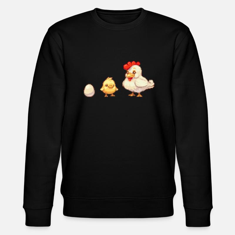 Ei, Küken, Huhn, Pixelkunst - Stanley/Stella Unisex Bio-Sweatshirt CHANGER  - Schwarz