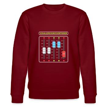 Schallereignissortierer Ton DJ Mischpult Geschenk - Stanley/Stella Unisex Bio-Sweatshirt CHANGER  - Burgunderrot - Vorne - Nik (191cm) & Marisol (170cm)