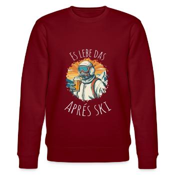 Hüttengaudi - Es lebe das Apres Ski - Stanley/Stella Unisex Bio-Sweatshirt CHANGER  - Burgunderrot - Vorne - Nik (191cm) & Marisol (170cm)