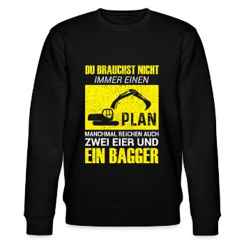 Lustiges Baggerfahrer Bagger Baggerführer baggern - Stanley/Stella Unisex Bio-Sweatshirt CHANGER  - Schwarz - Vorne - Nik (191cm) & Marisol (170cm)