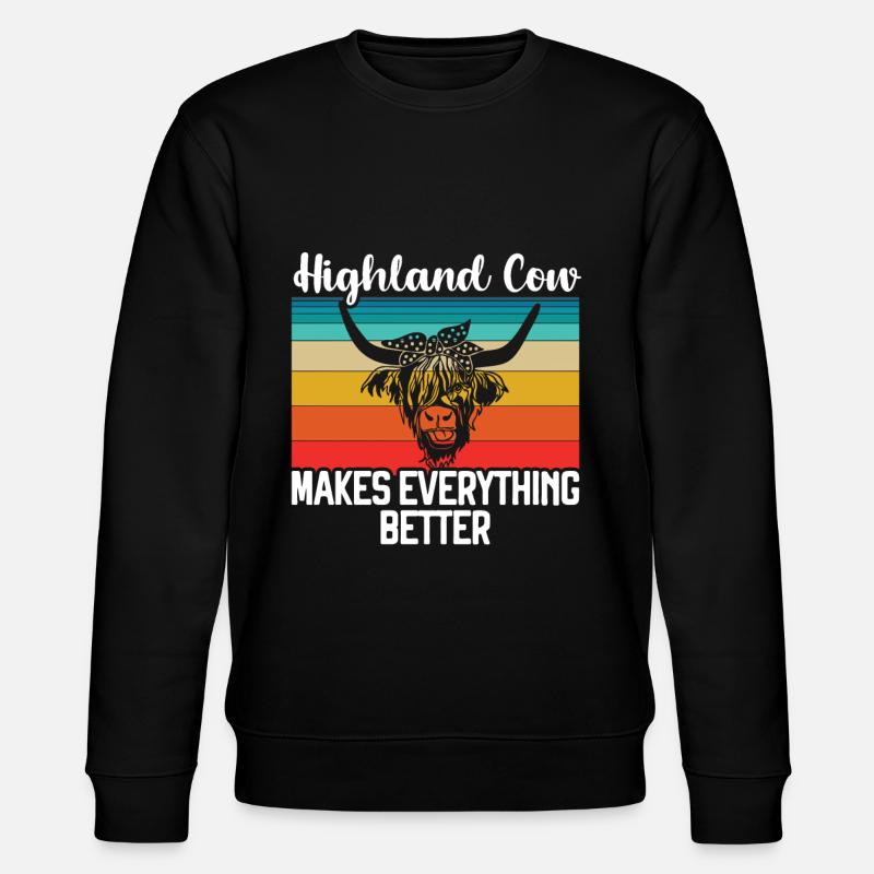 Vache des Highlands - Sweat bio CHANGER Stanley/Stella Unisexe - noir