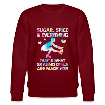 Eislaufen - Stanley/Stella Unisex Bio-Sweatshirt CHANGER  - Burgunderrot - Vorne - Nik (191cm) & Marisol (170cm)