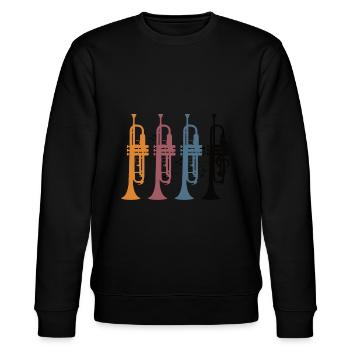 Trompete - Stanley/Stella Unisex Bio-Sweatshirt CHANGER  - Schwarz - Vorne - Nik (191cm) & Marisol (170cm)