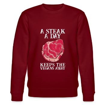 Steak - Stanley/Stella Unisex Bio-Sweatshirt CHANGER  - Burgunderrot - Vorne - Nik (191cm) & Marisol (170cm)