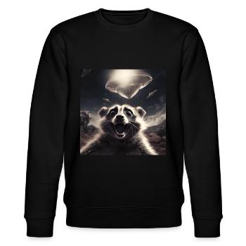 Funny Frightened Raccoon Selfie UFO Alien - Stanley/Stella CHANGER Unisex Organic Sweatshirt - black - Front - Nik (191cm) & Marisol (170cm)