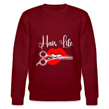 Hairstylist Hair Salon Cosmetology - Stanley/Stella CHANGER Unisex Organic Sweatshirt - burgundy - Front - Nik (191cm) & Marisol (170cm)
