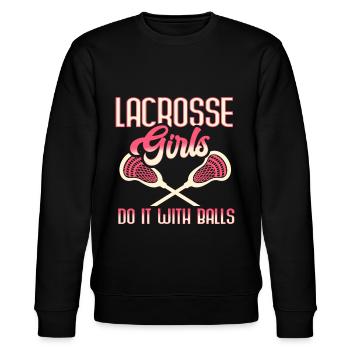 Lacrosse Girl Lax Girl Spieler Frauen - Stanley/Stella Unisex Bio-Sweatshirt CHANGER  - Schwarz - Vorne - Nik (191cm) & Marisol (170cm)