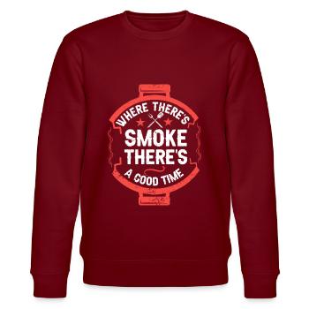 BBQ Smoker Meat Grilling Funny - Stanley/Stella CHANGER Unisex Organic Sweatshirt - burgundy - Front - Nik (191cm) & Marisol (170cm)