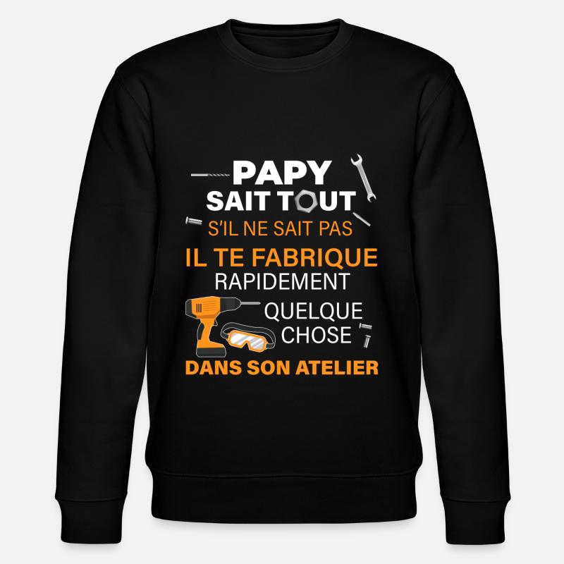 Papy bricolage atelier - Sweat bio CHANGER Stanley/Stella Unisexe - noir