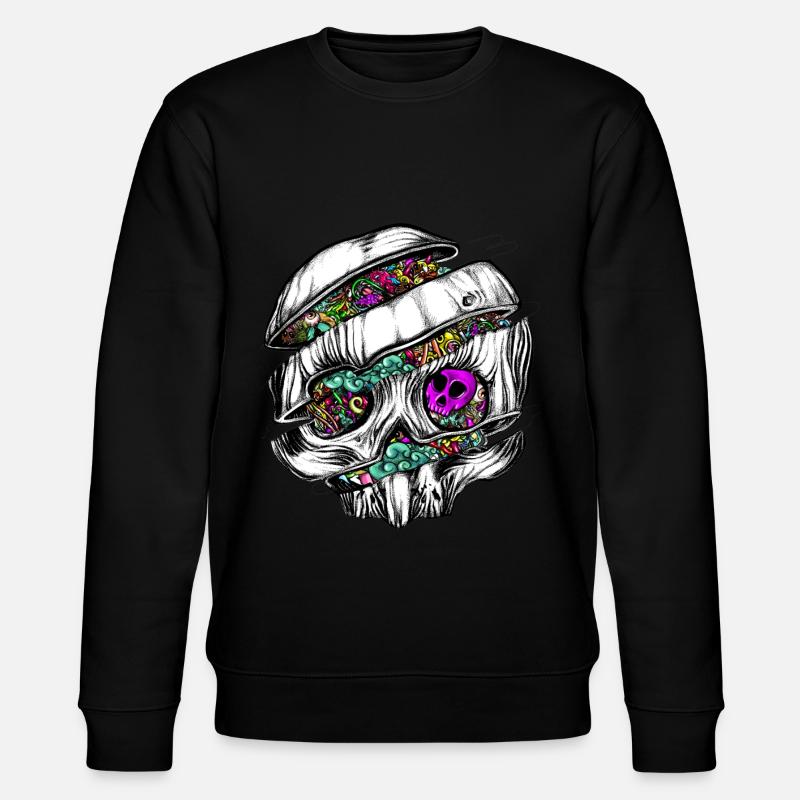 Sliced Skull with doodles - Stanley/Stella CHANGER Unisex Organic Sweatshirt - black