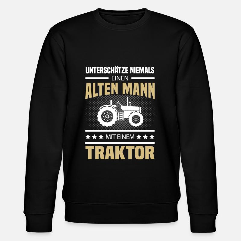 Alter Mann Traktor - Stanley/Stella Unisex Bio-Sweatshirt CHANGER  - Schwarz