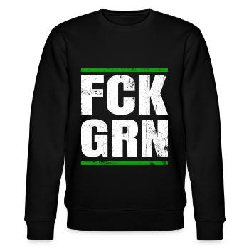 Anti Grün FCK GRN - Stanley/Stella Unisex Bio-Sweatshirt CHANGER  - Schwarz - Vorne - Nik (191cm) & Marisol (170cm)
