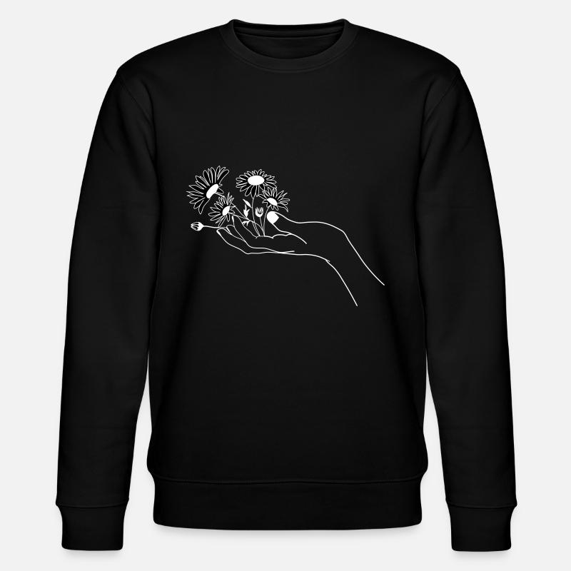 Hand mit Blumen - Stanley/Stella Unisex Bio-Sweatshirt CHANGER  - Schwarz