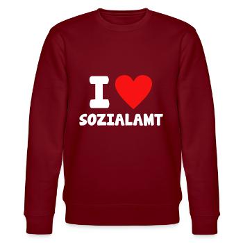 Arbeitslos Shirt Hartz 4 Arbeitslosigkeit Geschenk - Stanley/Stella Unisex Bio-Sweatshirt CHANGER  - Burgunderrot - Vorne - Nik (191cm) & Marisol (170cm)