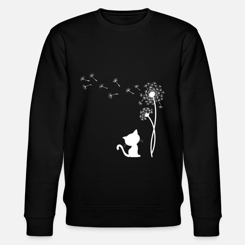 Katze mit Pusteblume - Stanley/Stella Unisex Bio-Sweatshirt CHANGER  - Schwarz